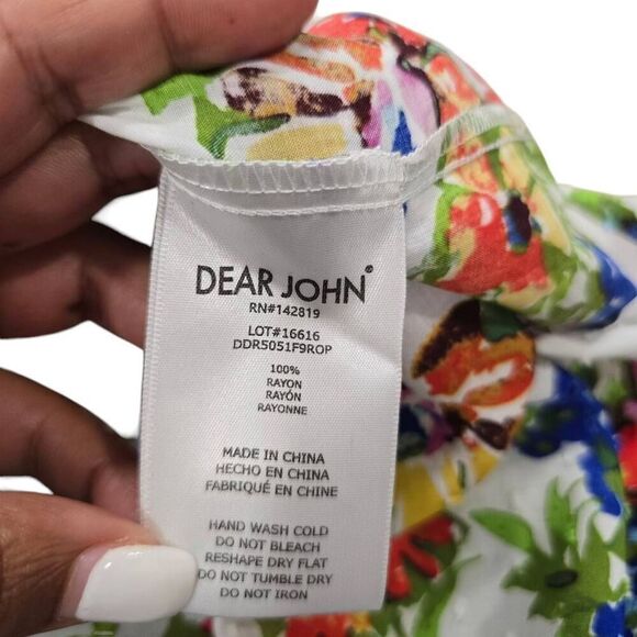 Dear‎ John Fit & Flare Midi Dress Women's Medium Multicolor 100% Rayon Floral - Picture 8 of 8